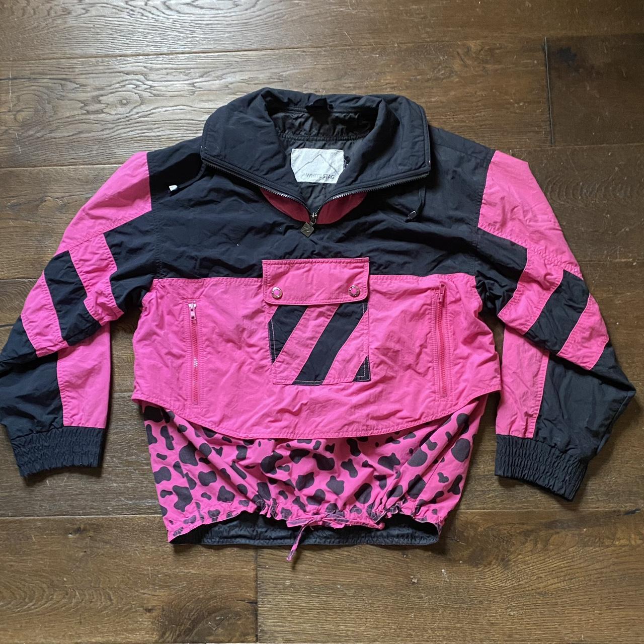 Pink white and shop black windbreaker