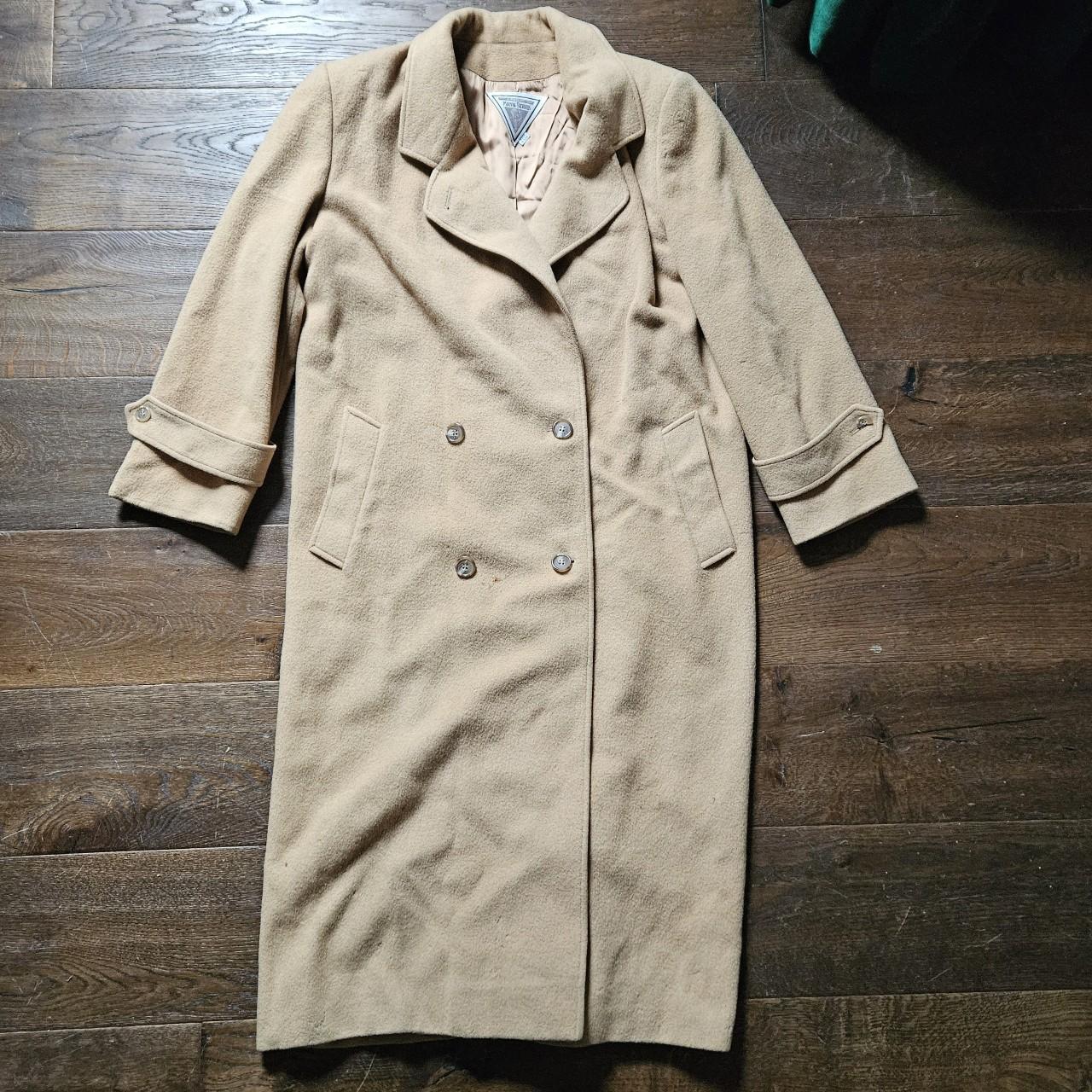 80s tan wool trench coat Vintage long tan trench... Depop