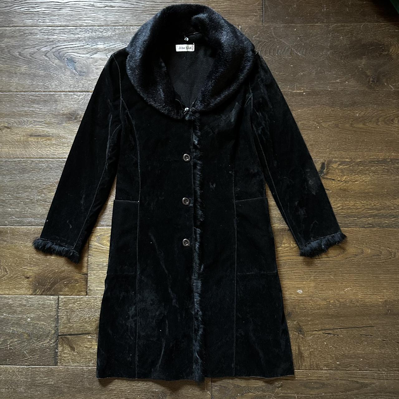 90s velvet and faux fur jacket - Depop