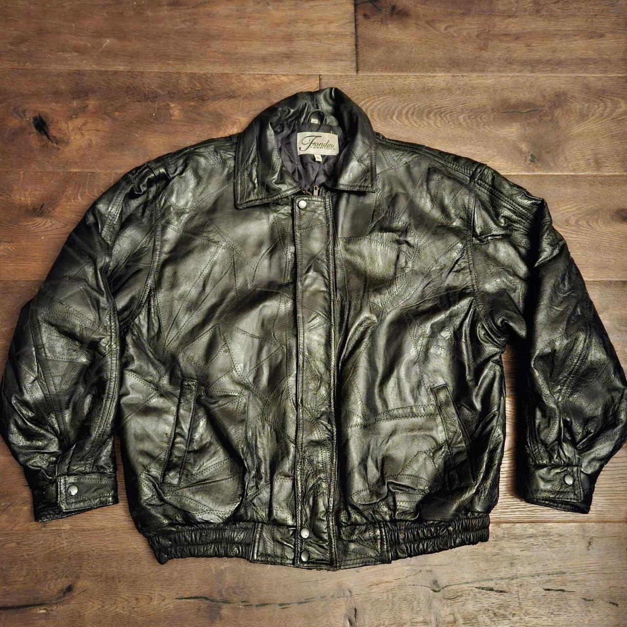 Mens patchwork hot sale leather jacket