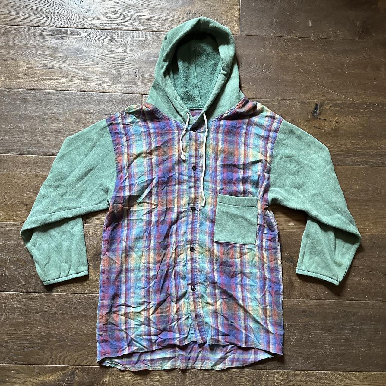 Mens Hoodie Vintage 1990s high quality Tag Rag 1990s Grunge Mint! Green Plaid