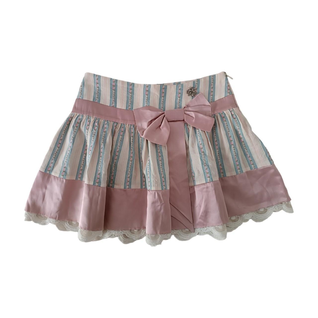 Galliano Women's Pink and Blue Skirt