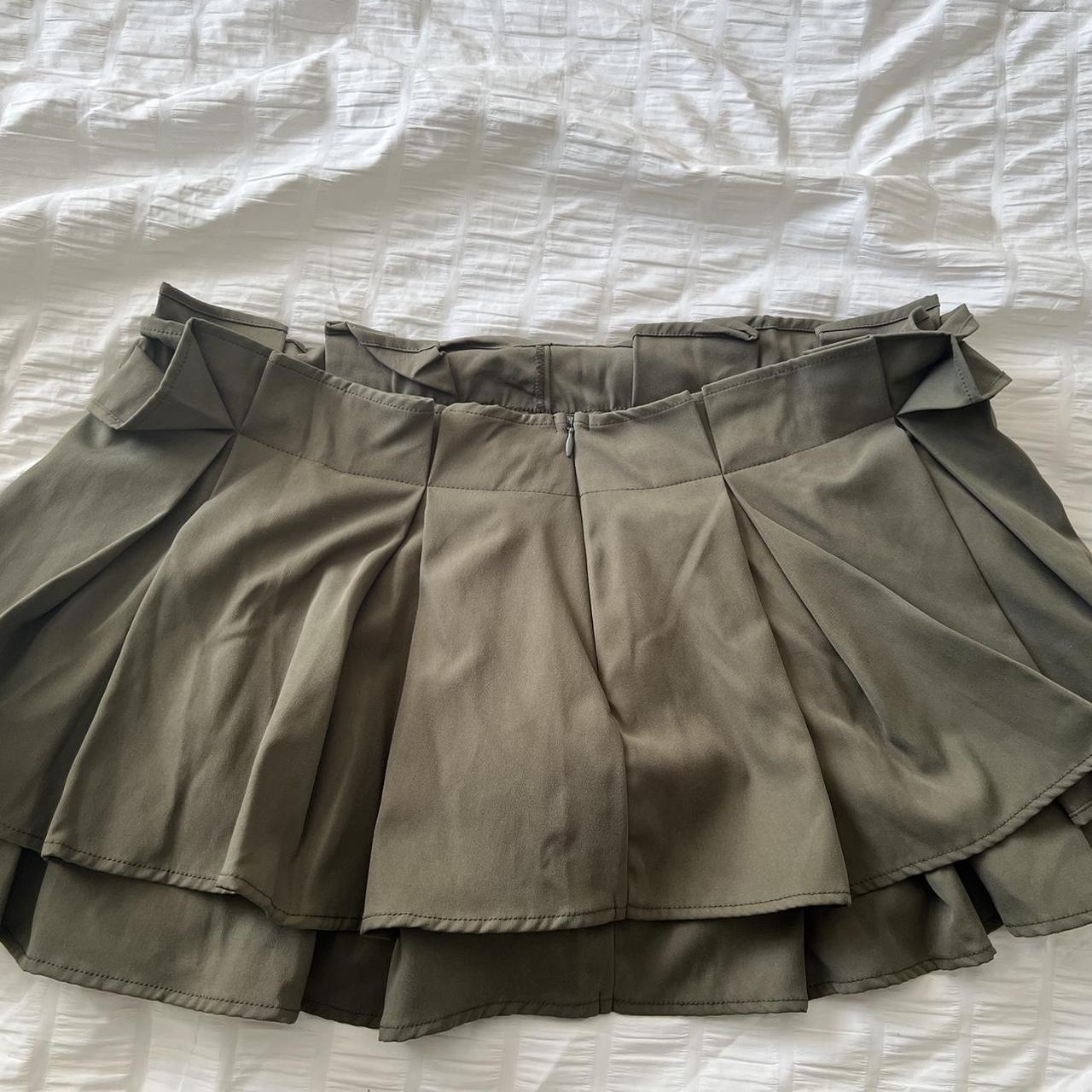 PLT Khaki Pleated Detail Mini Fits like Depop