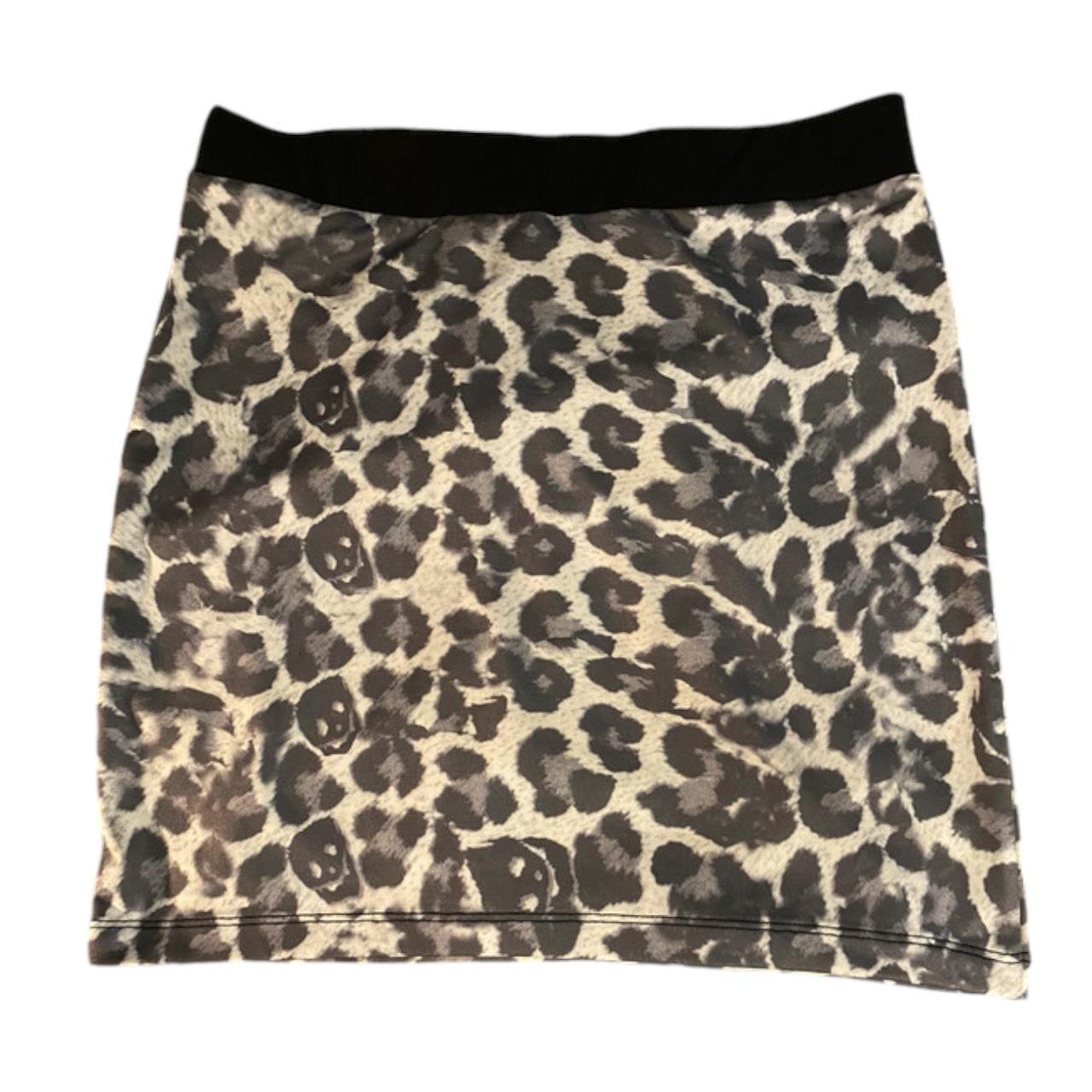 2010s leopard print embroidered mini skirt with