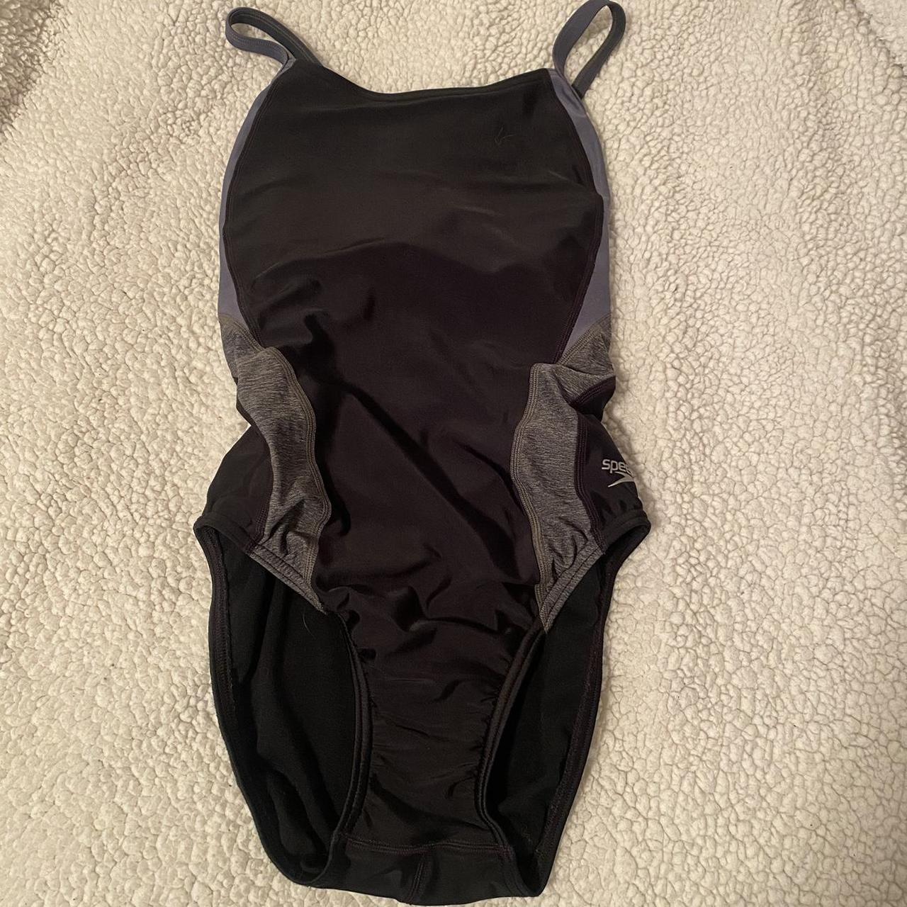 Speedo Women's Black and Grey Swimsuit-one-piece | Depop