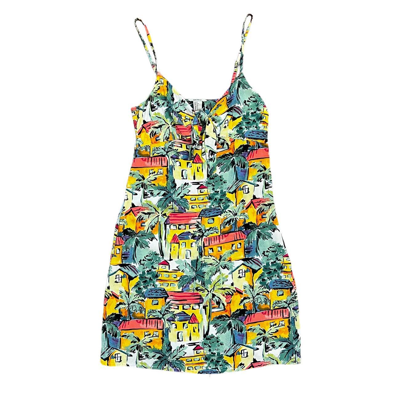 Forever 21 Women's Orange and Green Dress Depop