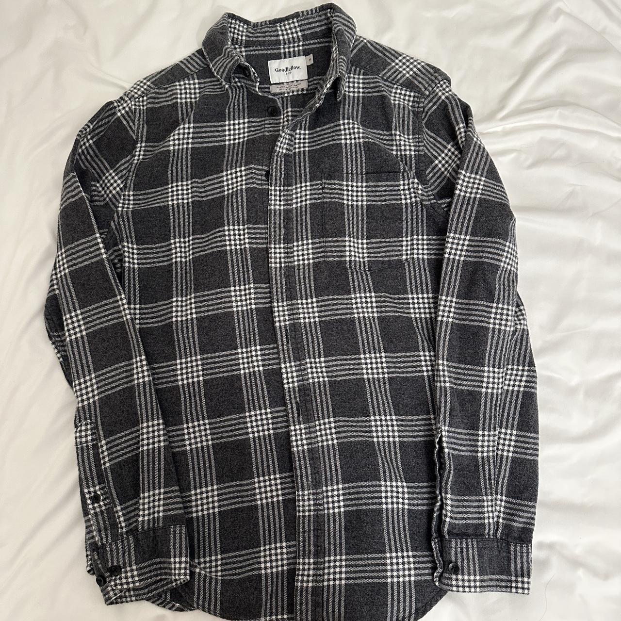 Goodfellow and company flannel plaid long... - Depop