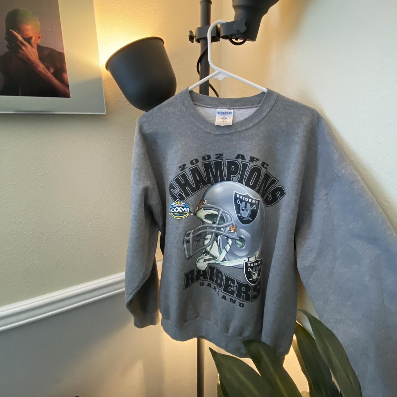 2002 AFC champions Oakland Raiders crewneck size - Depop