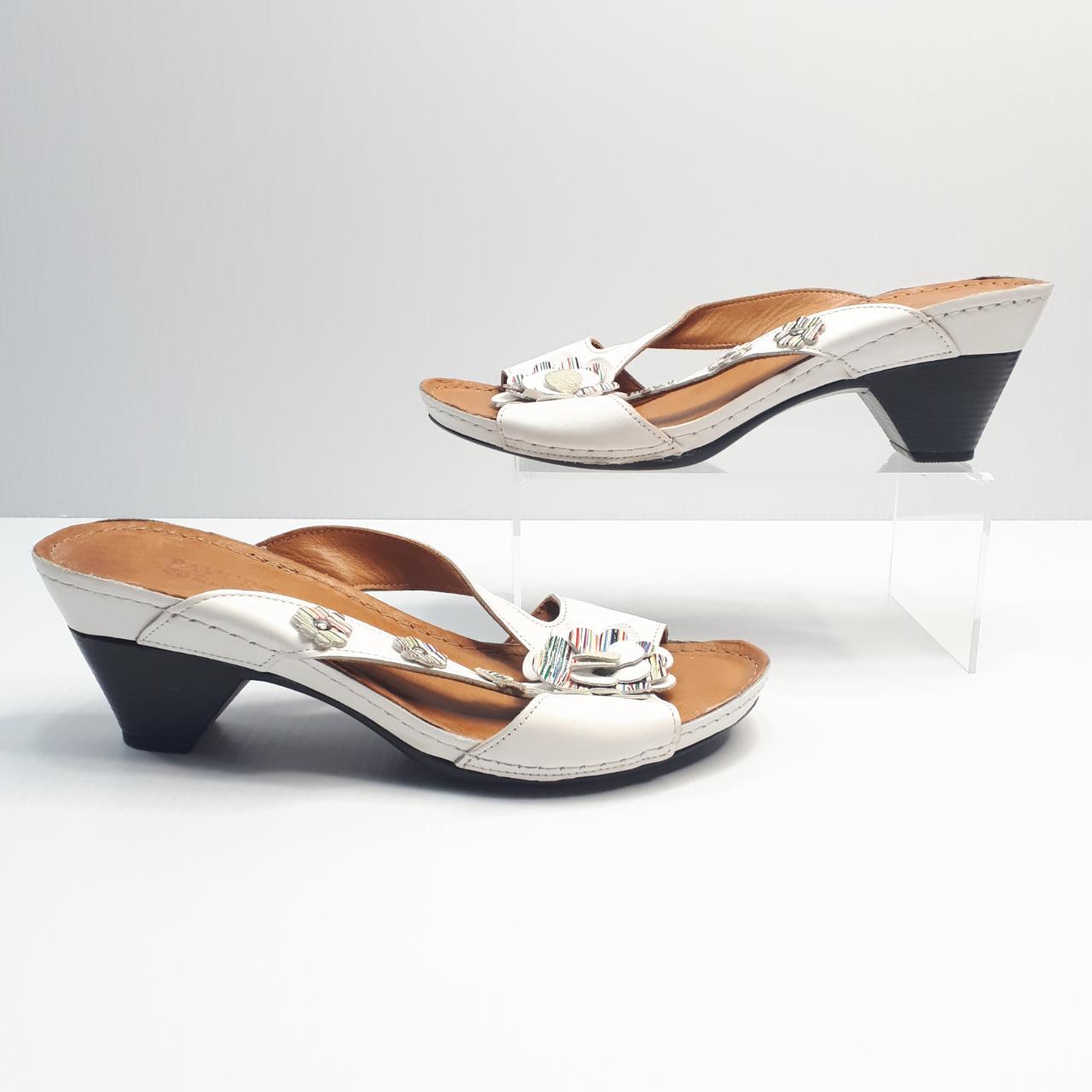 PAVERS WHITE LEATHER HIGH HEELED SANDALS FAUX... Depop
