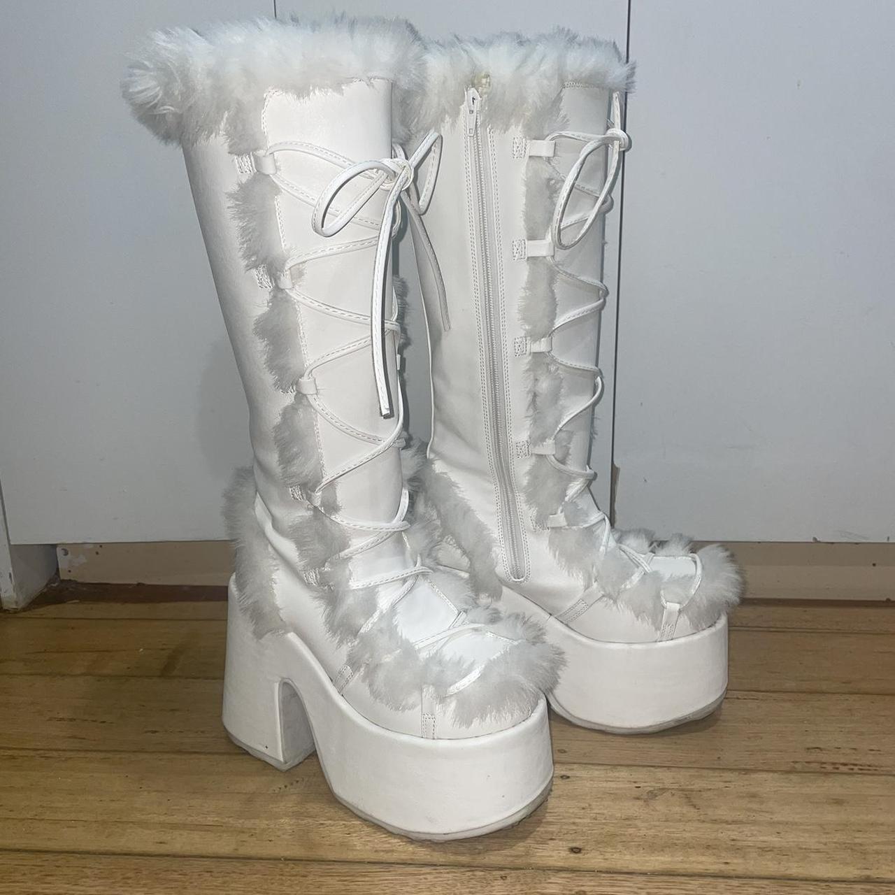 demonia white platform boots