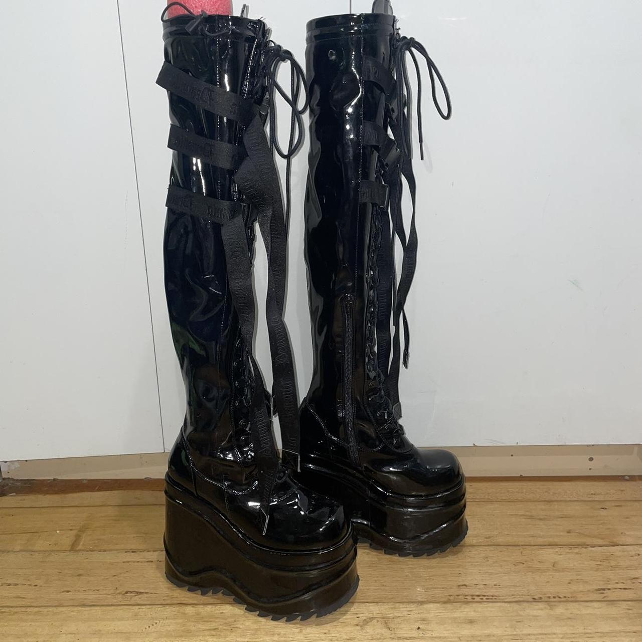Demonia wave-315 black thigh high platform Depop
