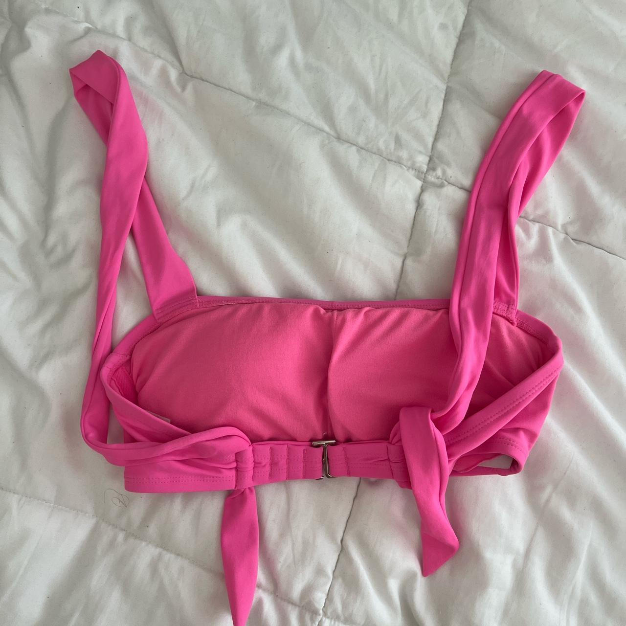 padded hot pink bikini top 👙 straps can be tied and - Depop