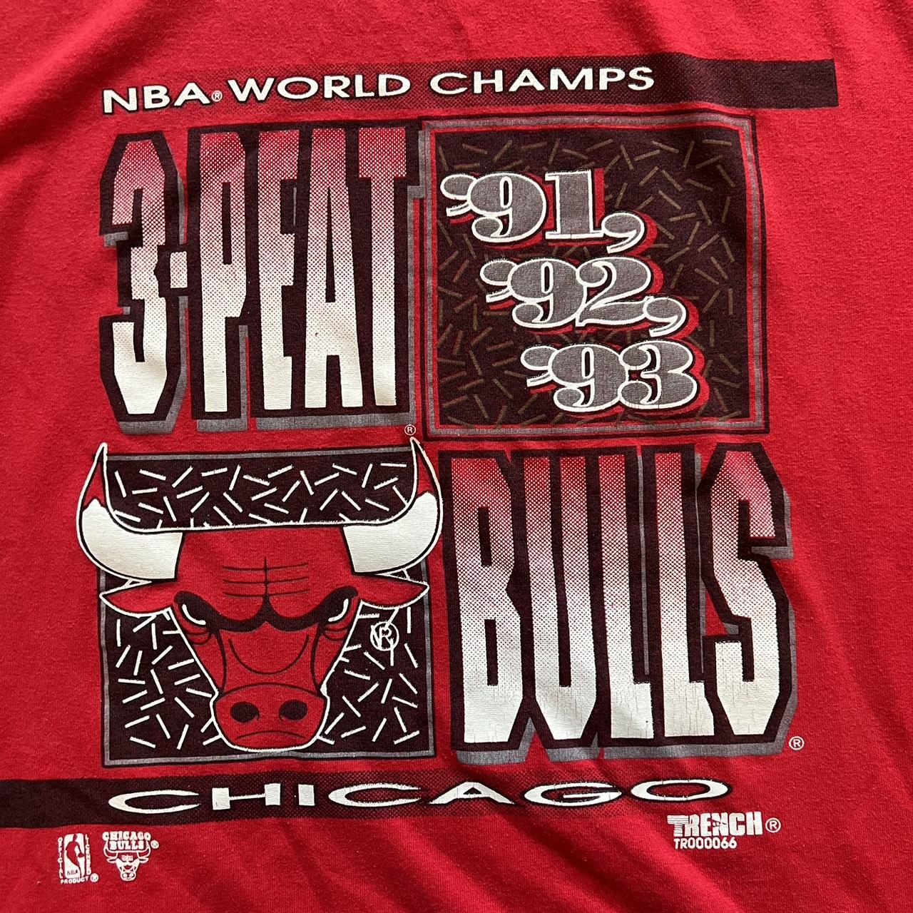 Vintage 90s Chicago bulls 3 peat 1993 nba finals t - Depop