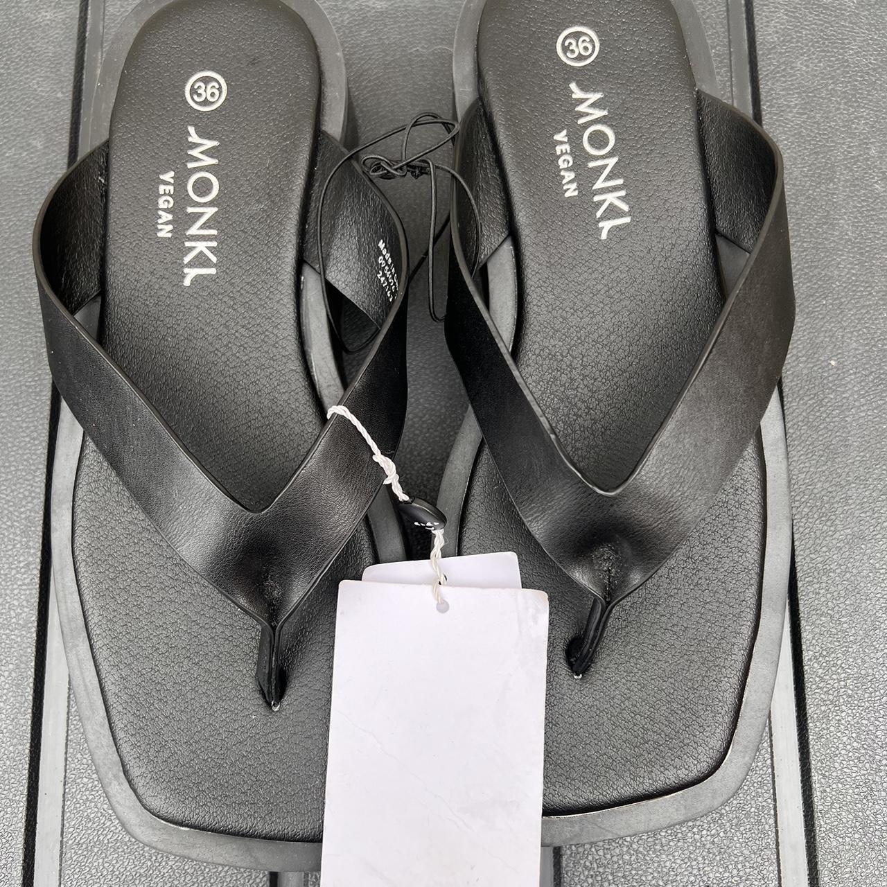 Monki platform thong sandal in black