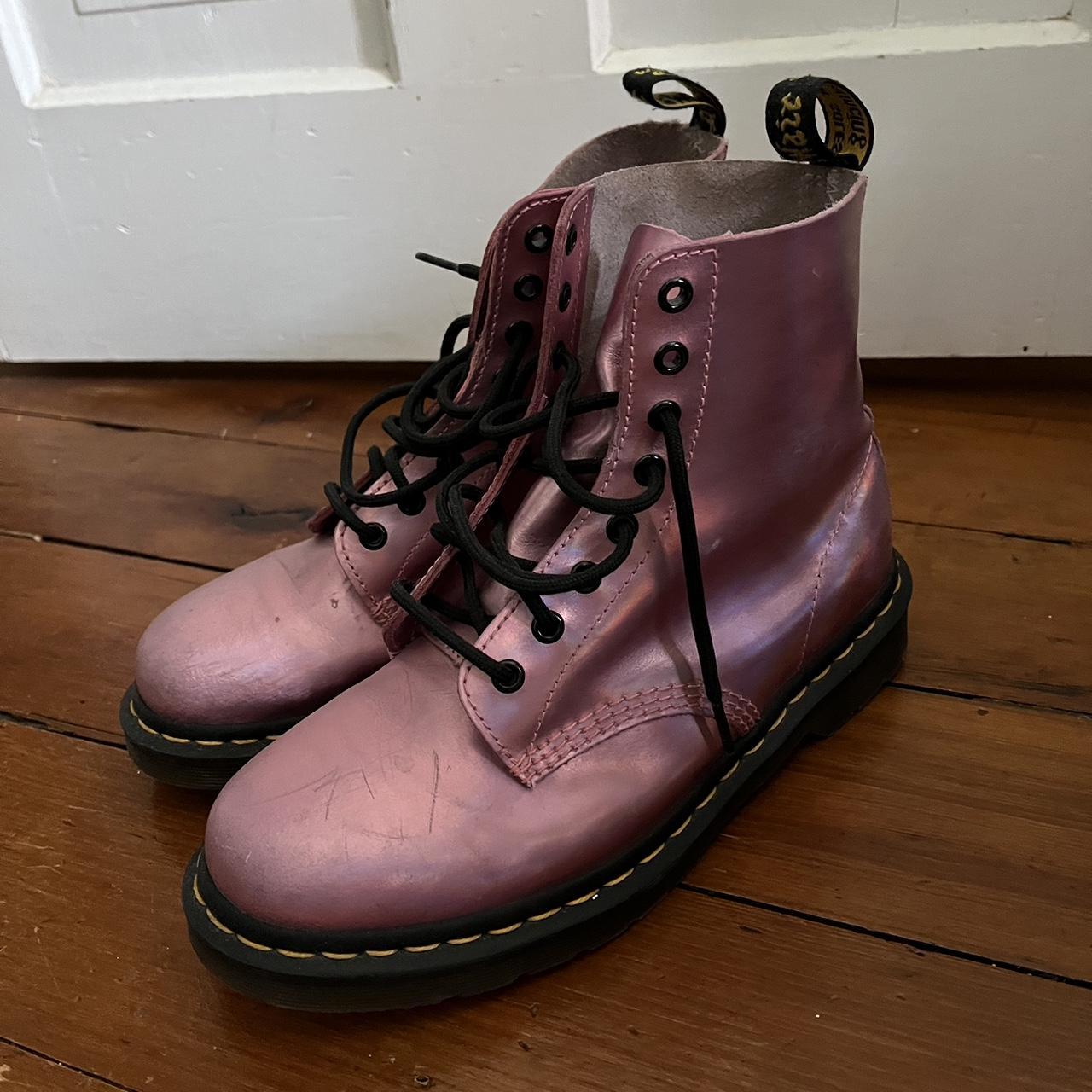 pink holographic dr martens