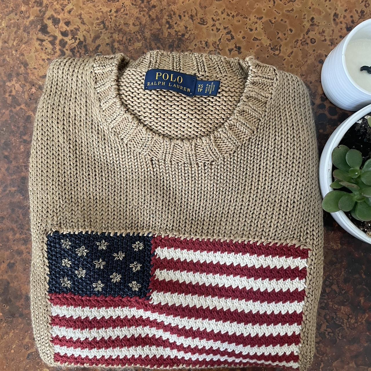 Polo Ralph Lauren gold American flag sweater 🇺🇸🧸 Xs,... - Depop