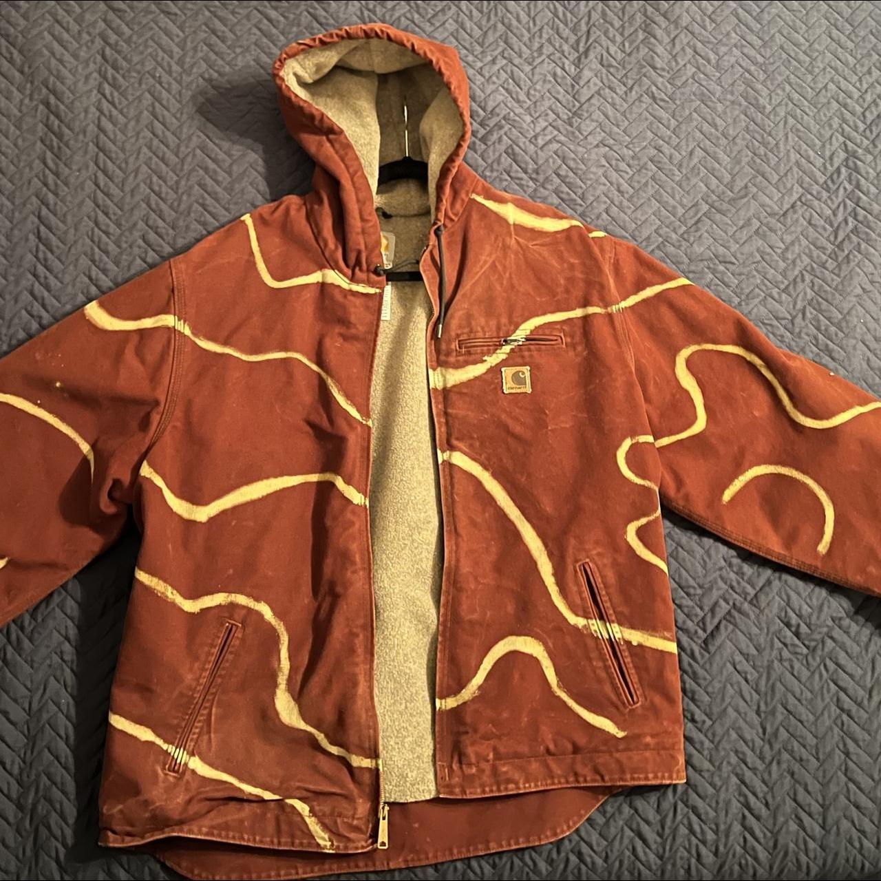 Custom bleached Carhartt jacket. Super warm, a bit... - Depop