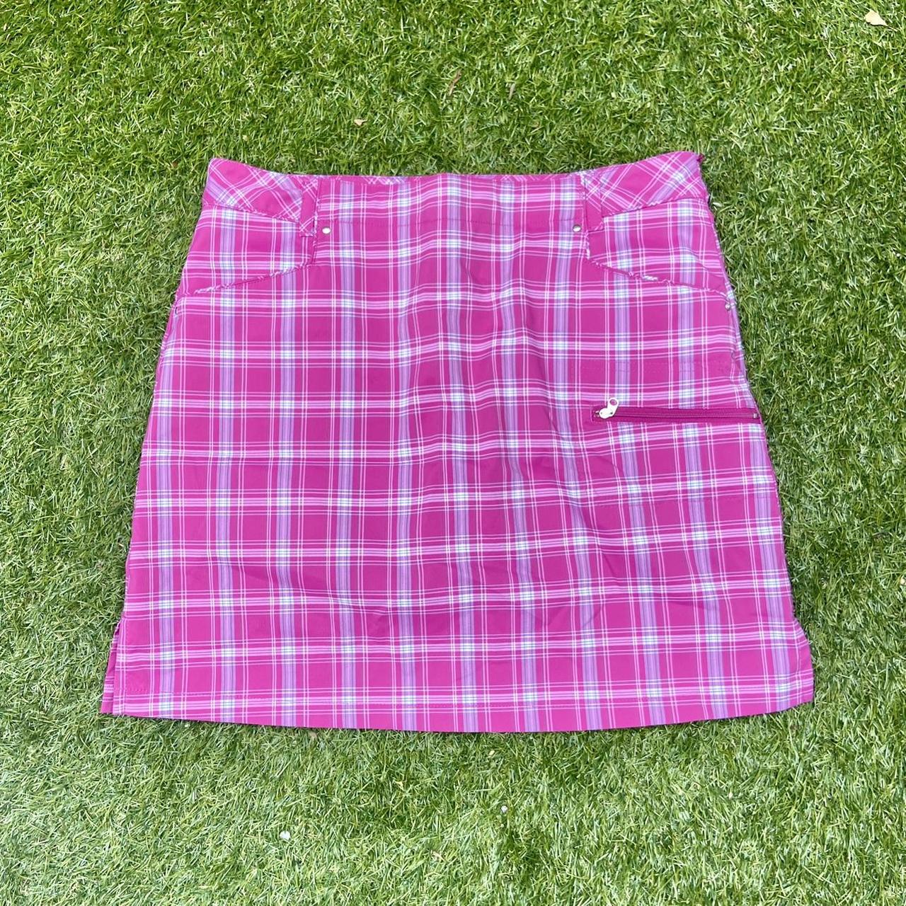 plaid tennis skirt with built in shorts purple pink... - Depop