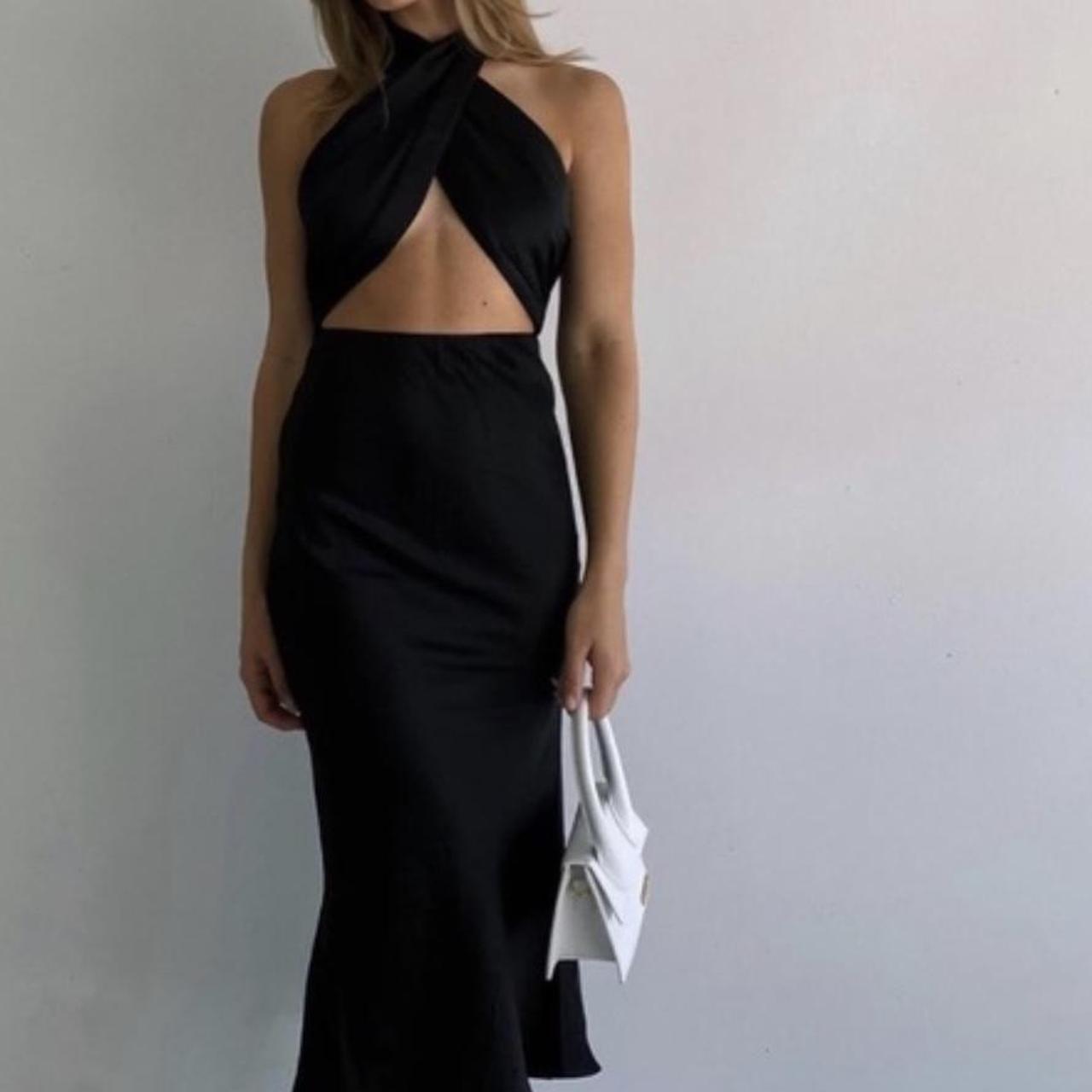 Verge girl VRG GRL Midi Satin Halter neck... Depop