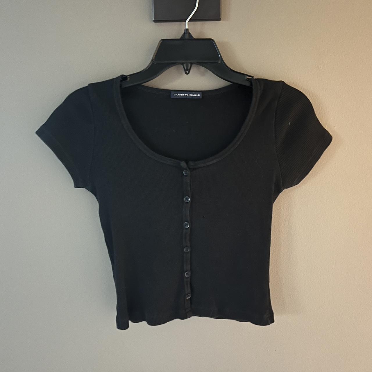 Basic black Brandy Melville button up Tee Perfect... Depop
