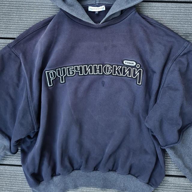 Gosha Rubchinskiy oversized layered hoodie. Grey. Depop