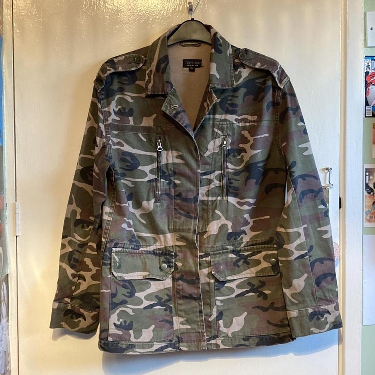 topshop military camo print shacket / light jacket,... - Depop