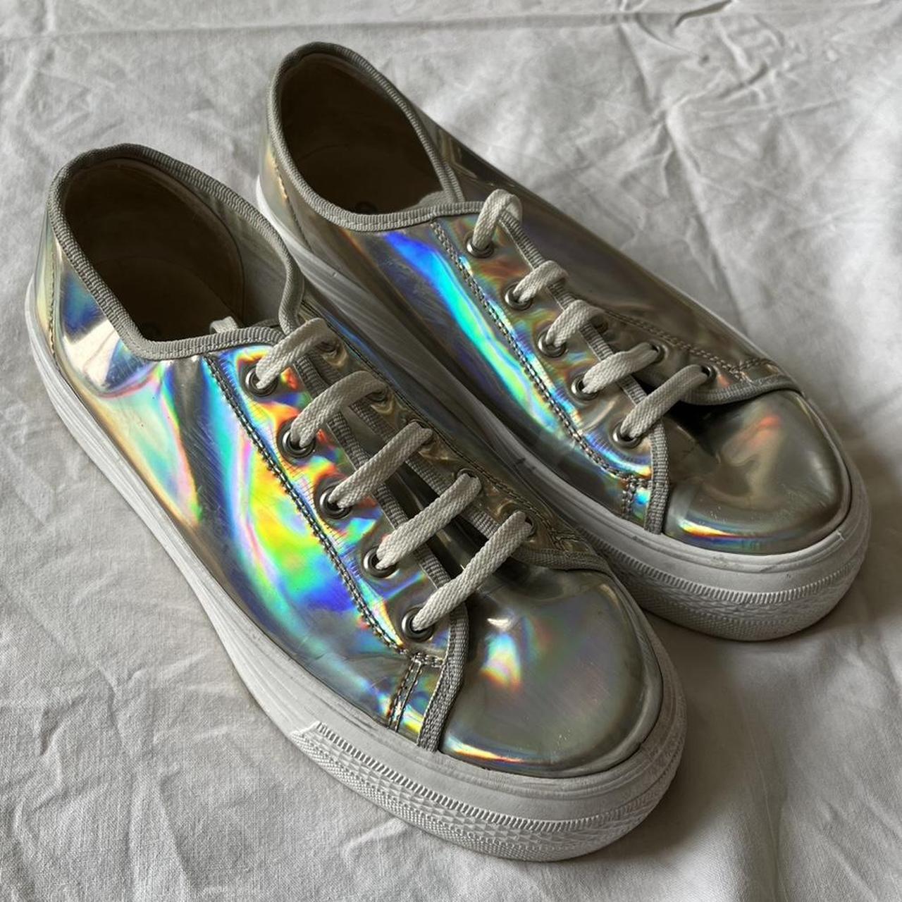 schuh holographic metallic flatform shoes proper. Depop