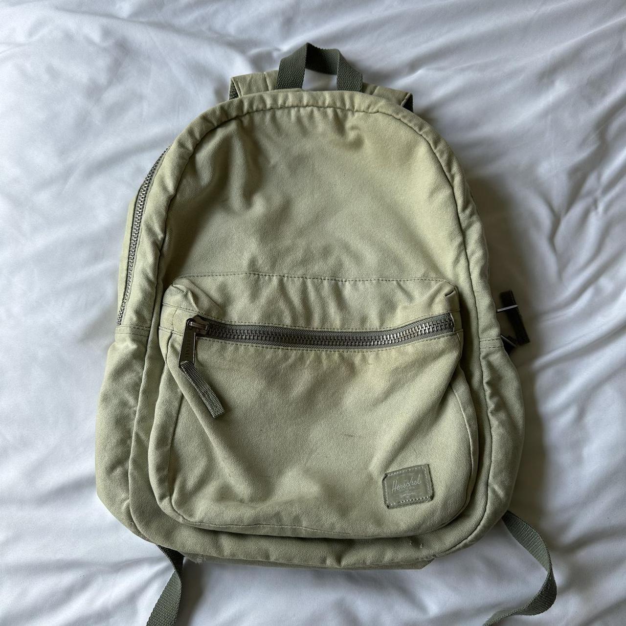 herschel sage green backpack has some minor holes... - Depop