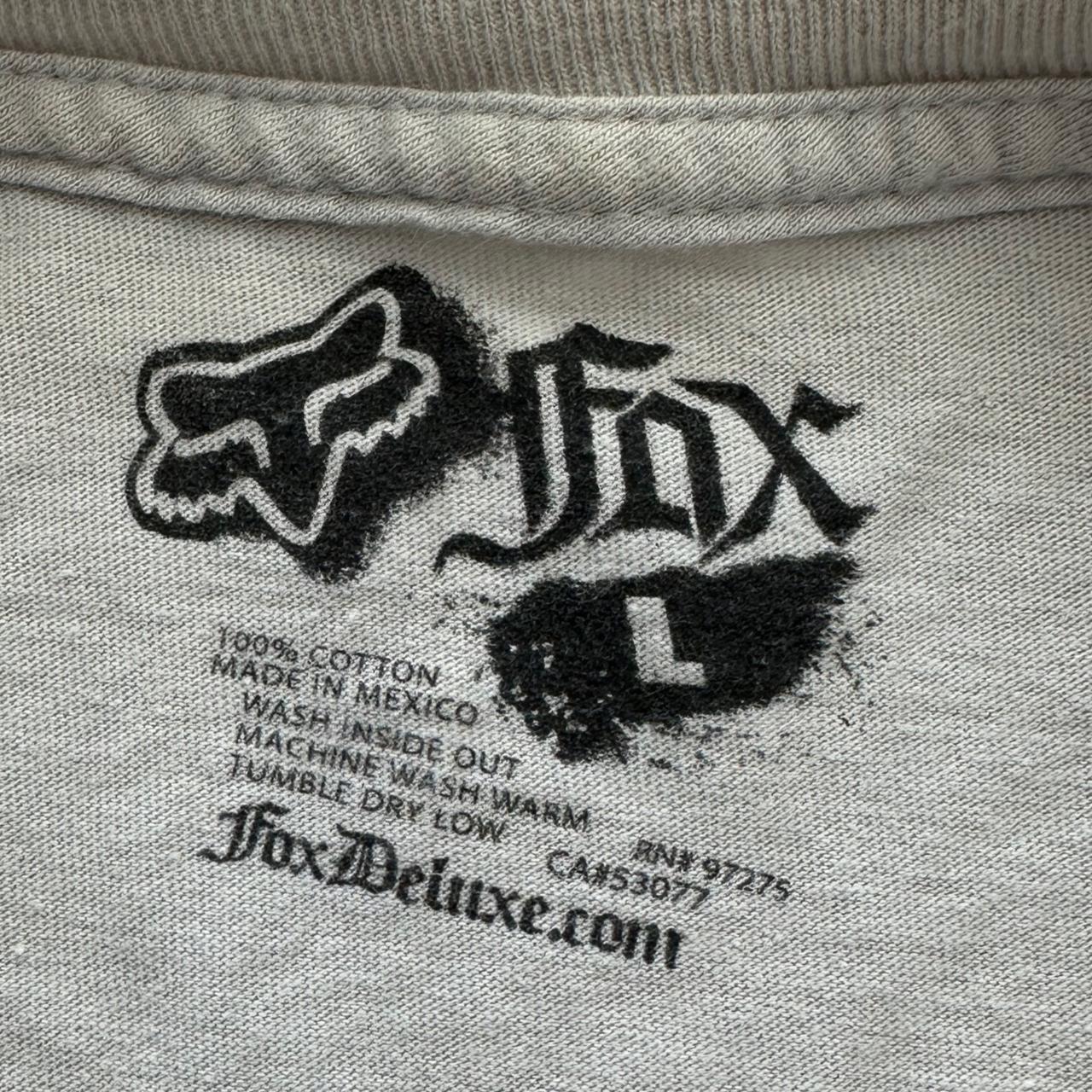 2000s FOX Logo Tee FOX Racing T-shirt light grey... - Depop