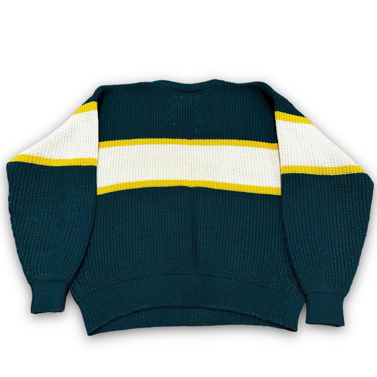 American Vintage Men's Green and Yellow Jumper Depop