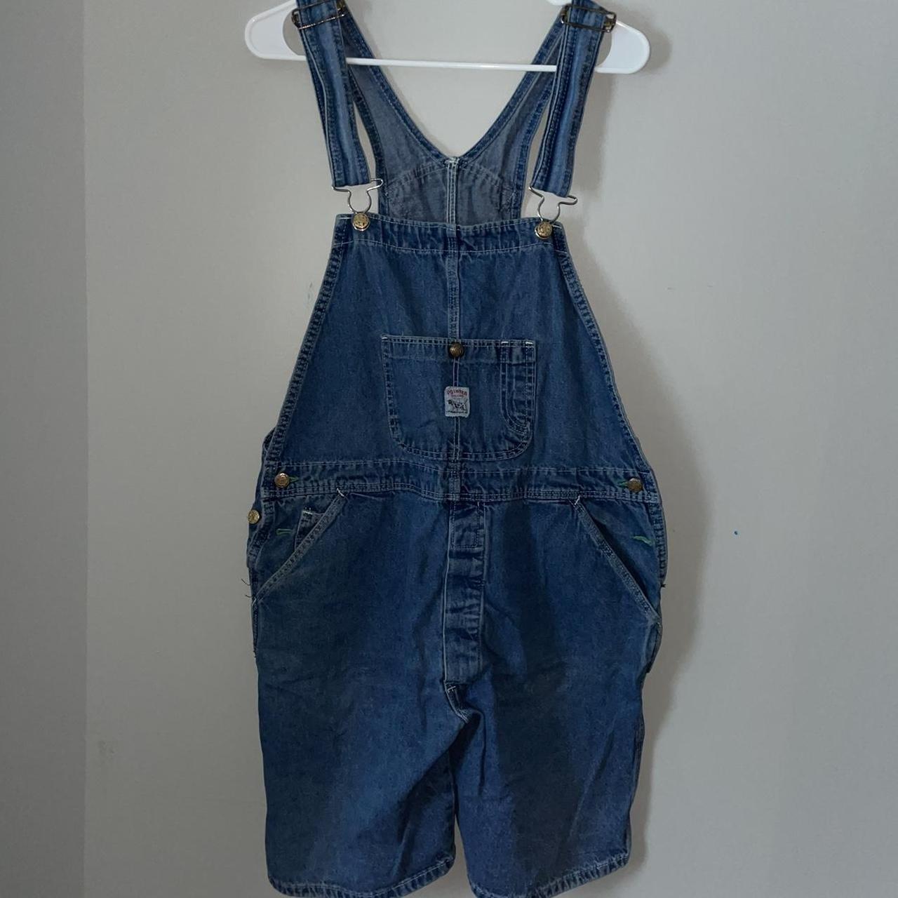 Women's Blue and Gold Dungarees-overalls | Depop