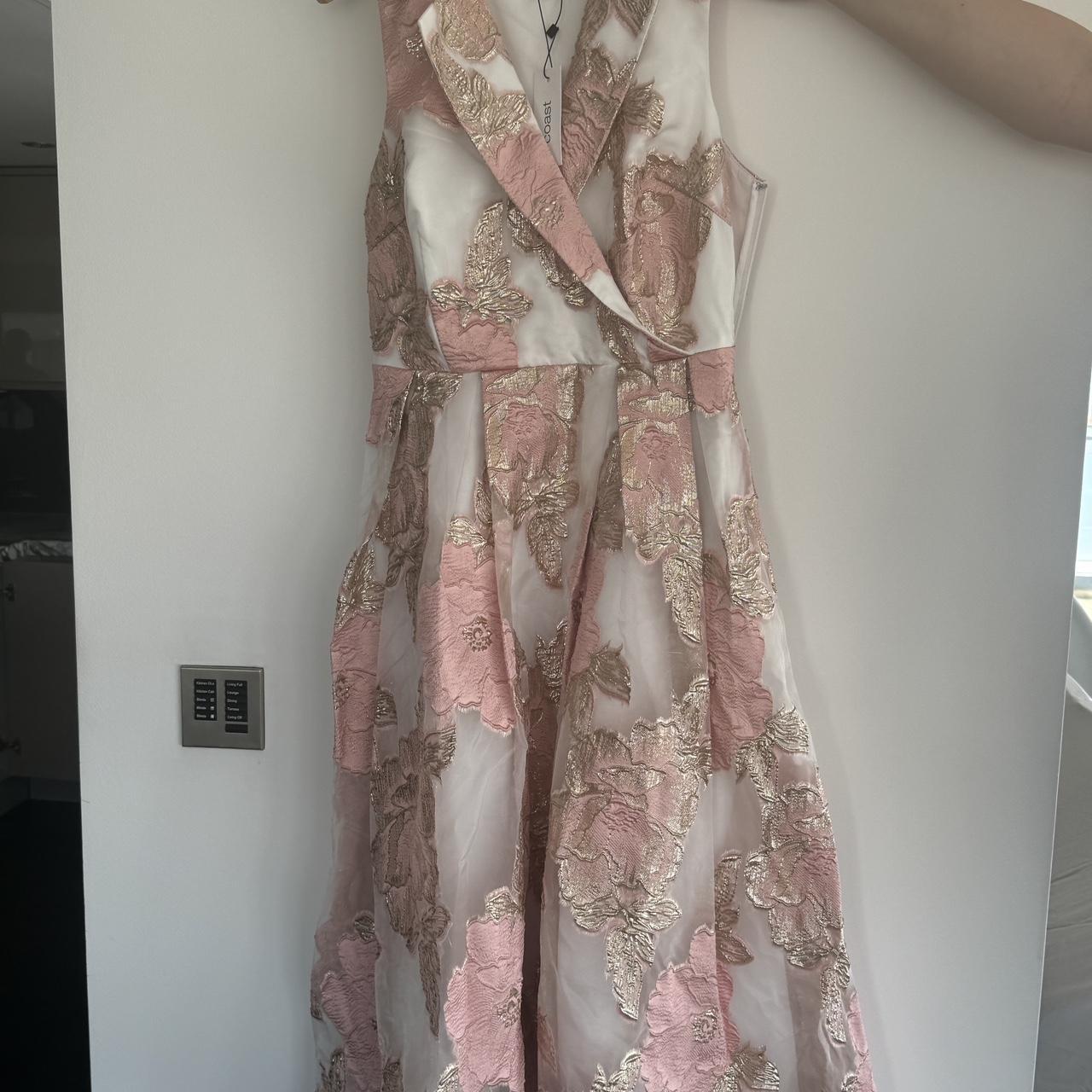 Coast Pink and white dress with a beautiful design. Depop