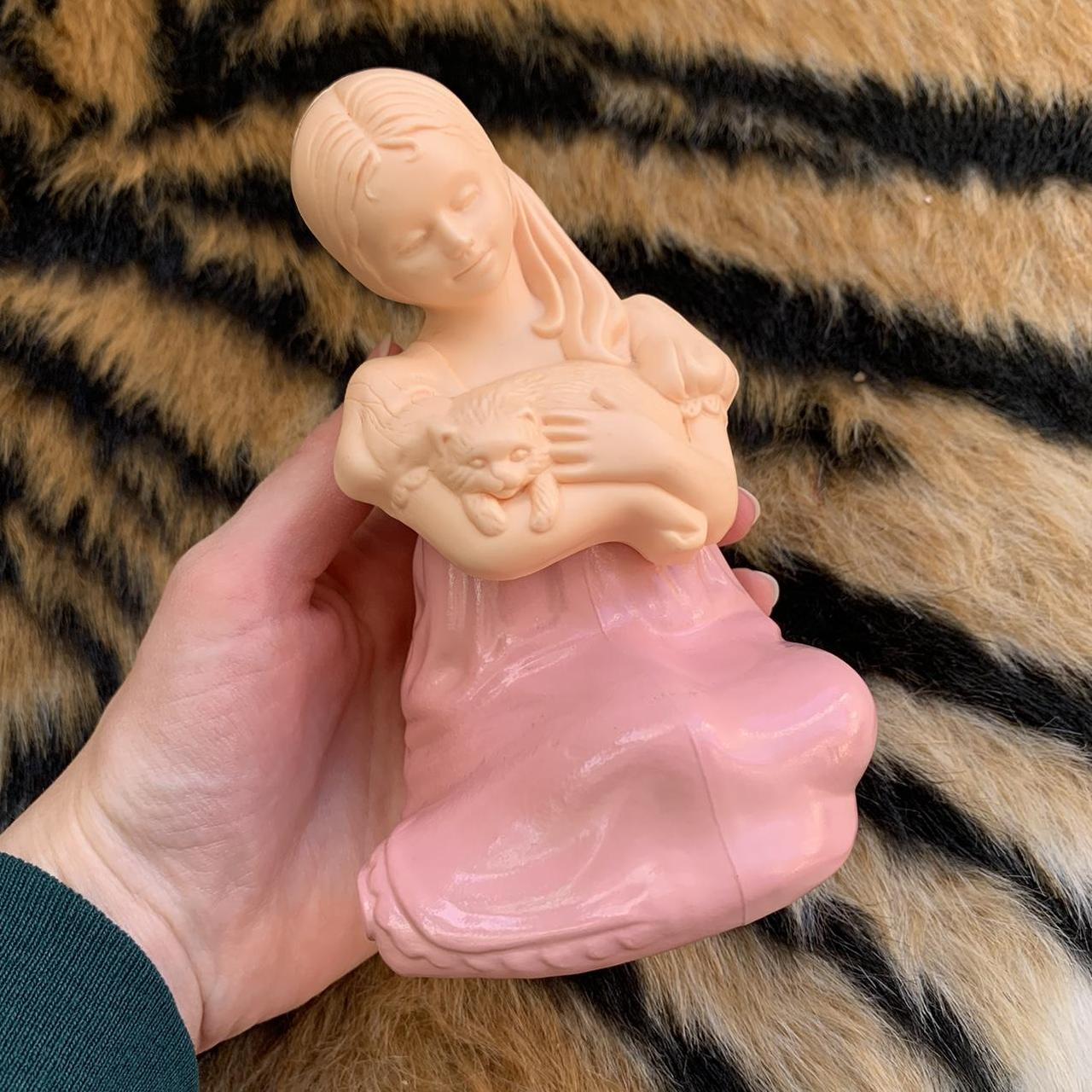 Vintage Avon Pastel Pink Girl Holding Cat Perfume Depop