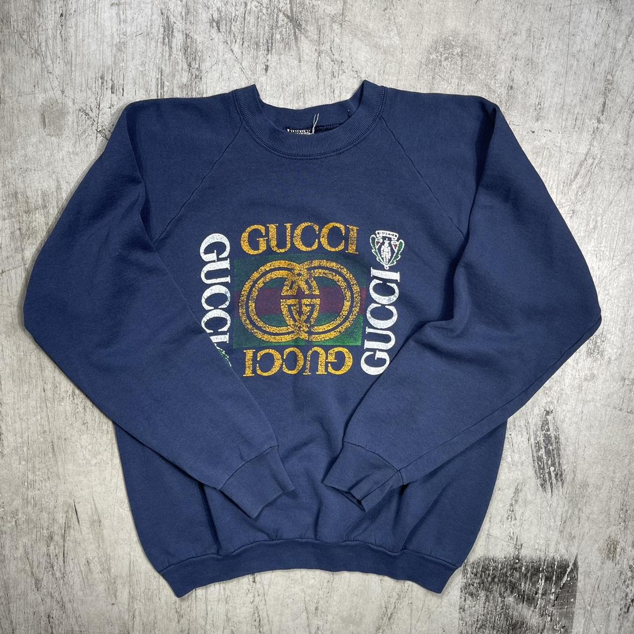 Gucci Men's Navy and Yellow Sweatshirt