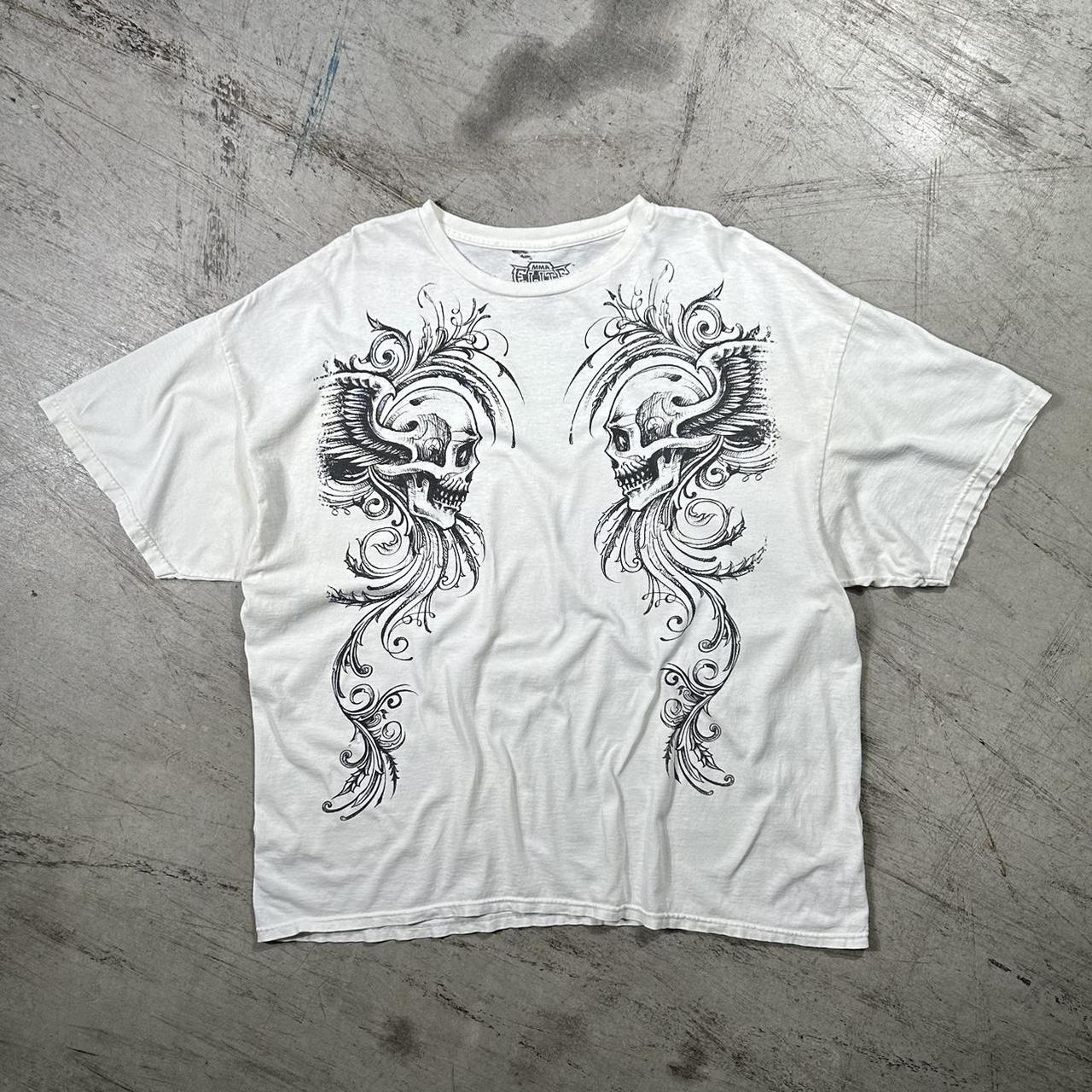 Vintage Y2K MMA Elite skull t-shirt Flaws... - Depop