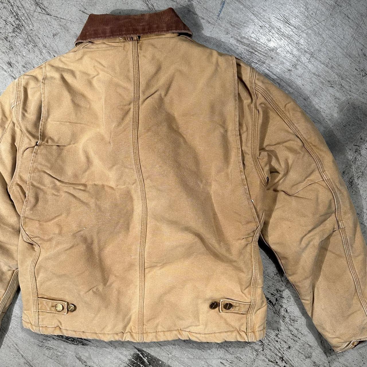 Vintage Carhartt canvas zip up jacket Stains... - Depop