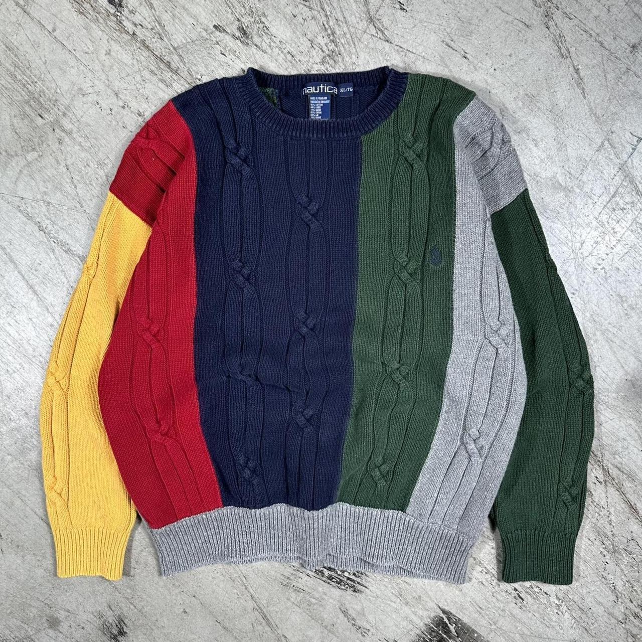 Vintage Nautica Multicolor ribbed sweater No... - Depop