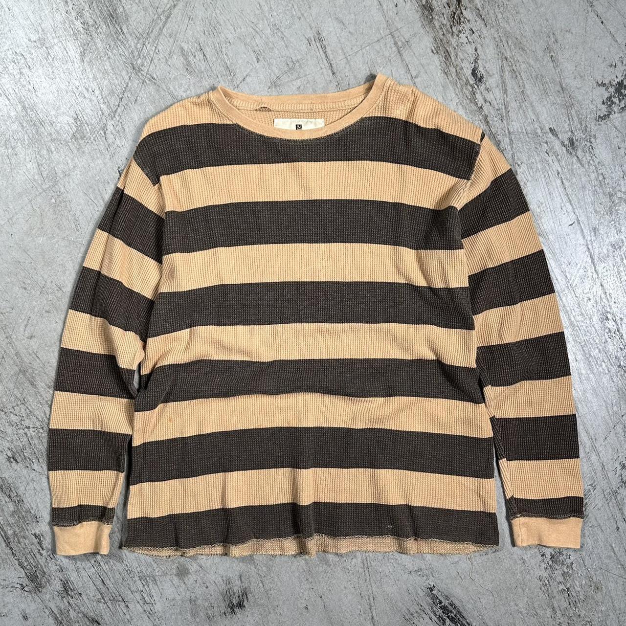 Cyber Y2K Carbon striped longsleeve thermal Flaw... - Depop