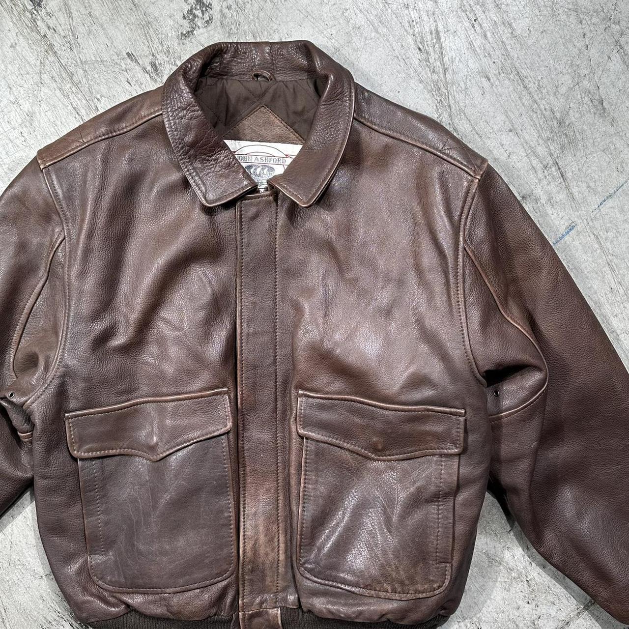 Vintage John Ashford leather jacket Tagged XL Refer... - Depop