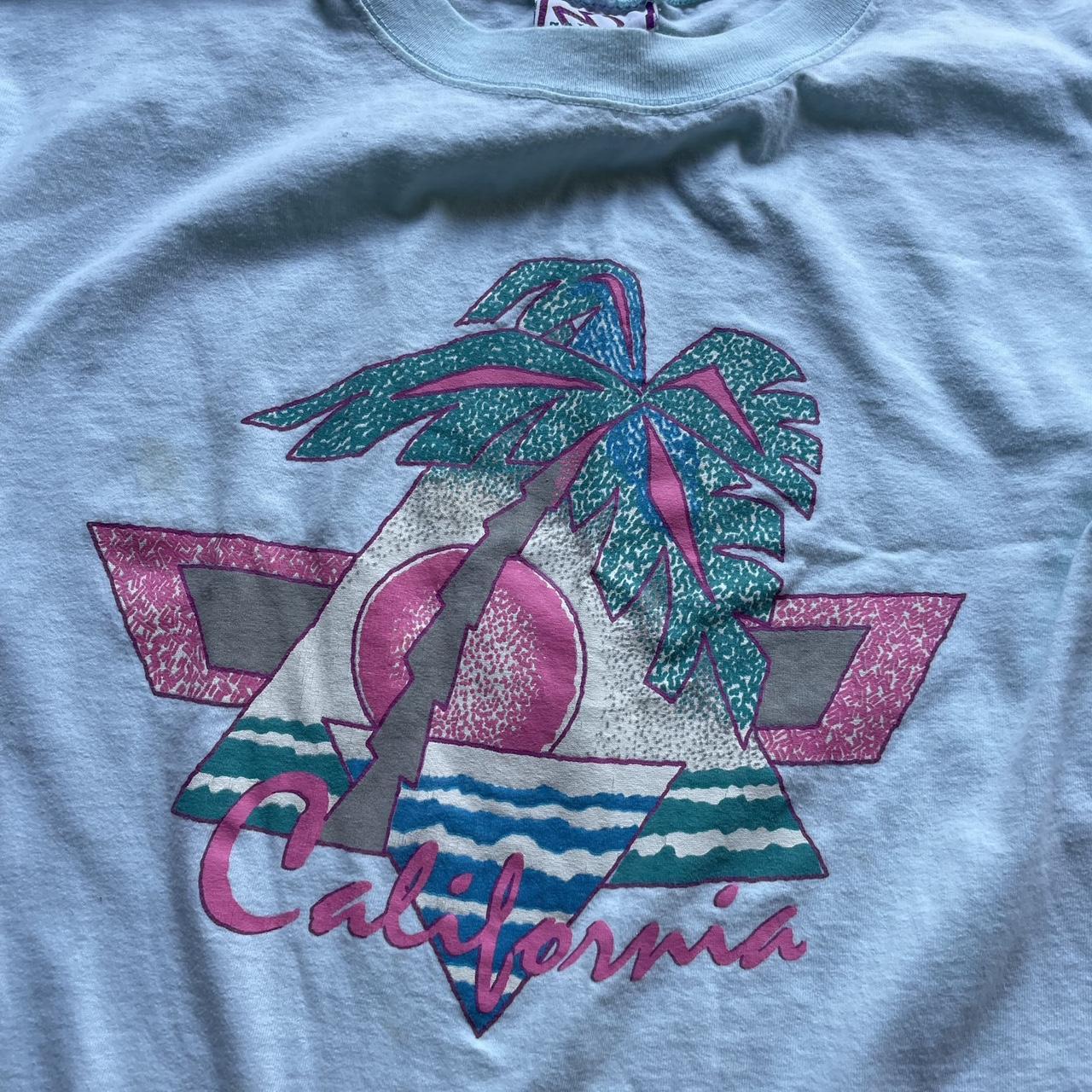 vintage cropped 80s 90s california shirt. size xl... - Depop