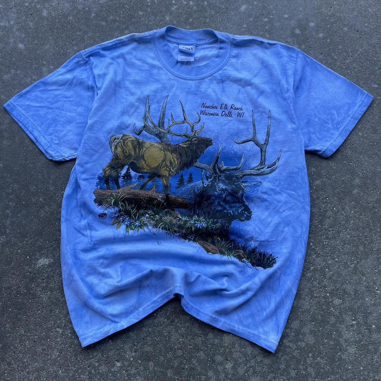 Vintage shops Nature Tie Dye Tee Shirt Deer Size L.