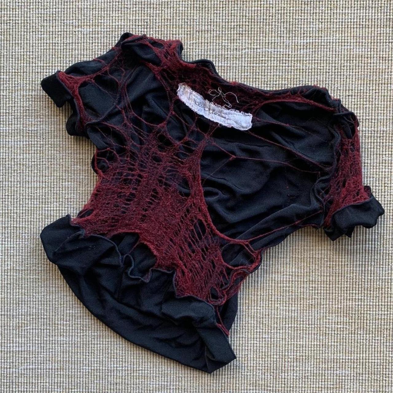 alice auaa red spider web top and arm warmers set | Depop