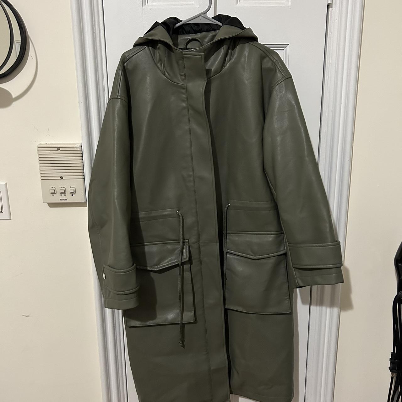 ASOS DESIGN faux leather oversized hooded parka Depop