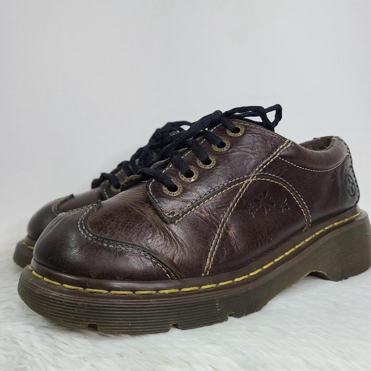 Vintage Dr Martens Brown Chunky Floral Wingtip... - Depop