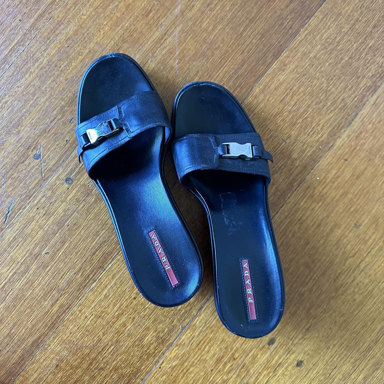 Prada buckle hotsell slide sandal