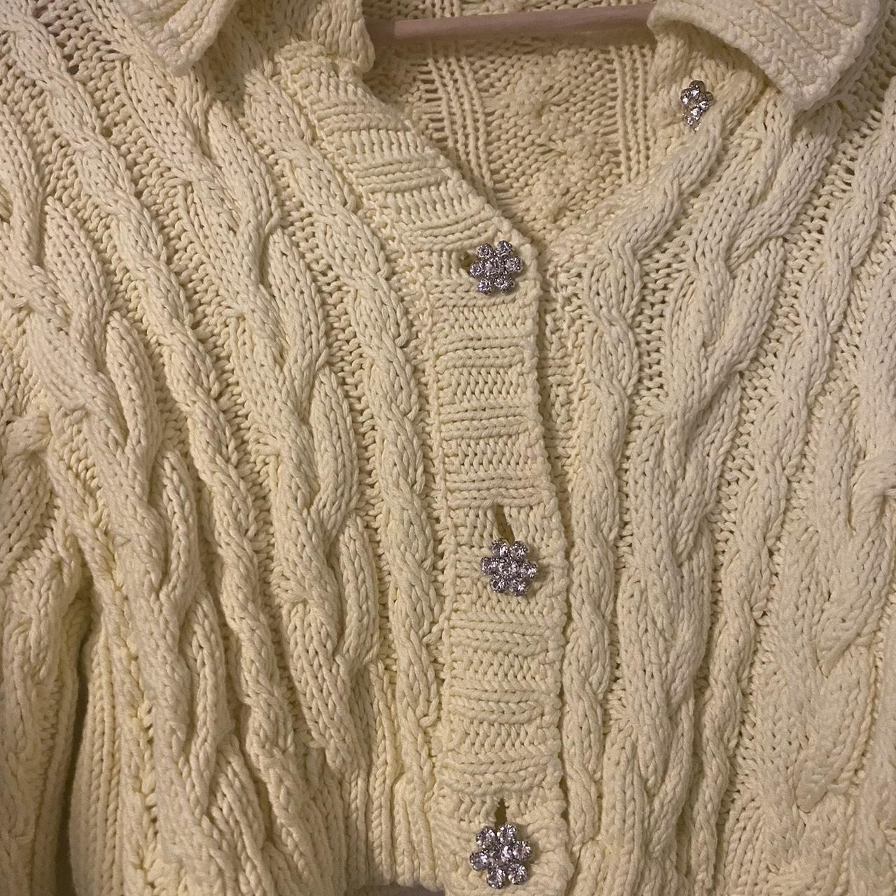 Super cute pastel yellow zara cable knit cardigan... Depop