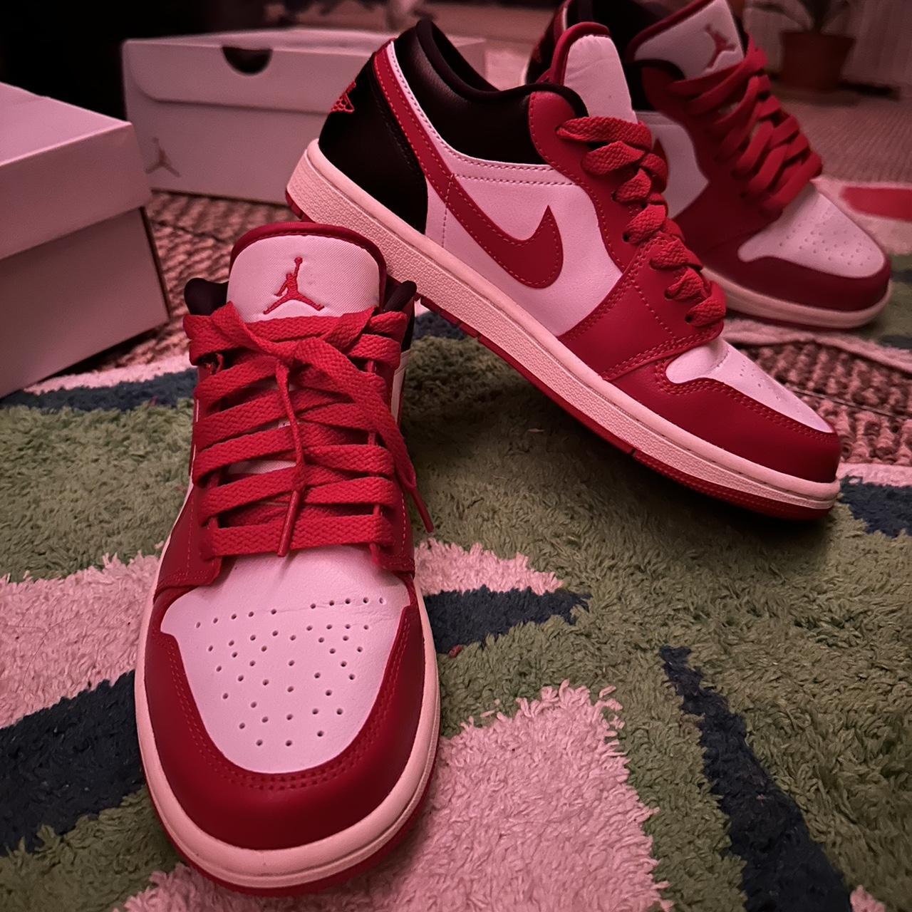 womens red white and black jordans