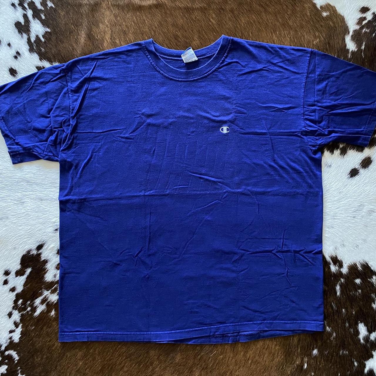 blue champion shirt size xl embroidered logo #champion - Depop