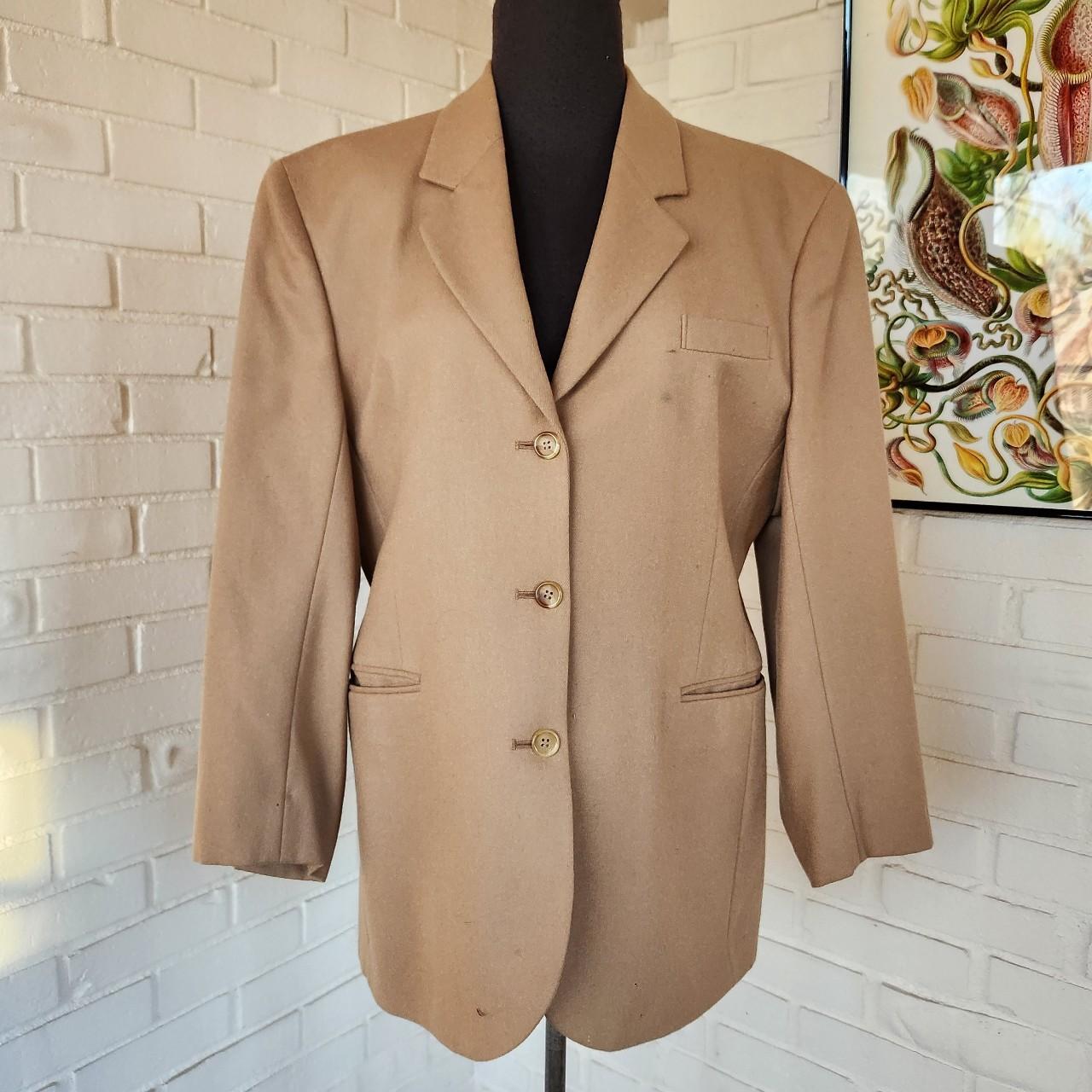 vtg tan wool blazer suit jacket. 80s Burberry. Depop