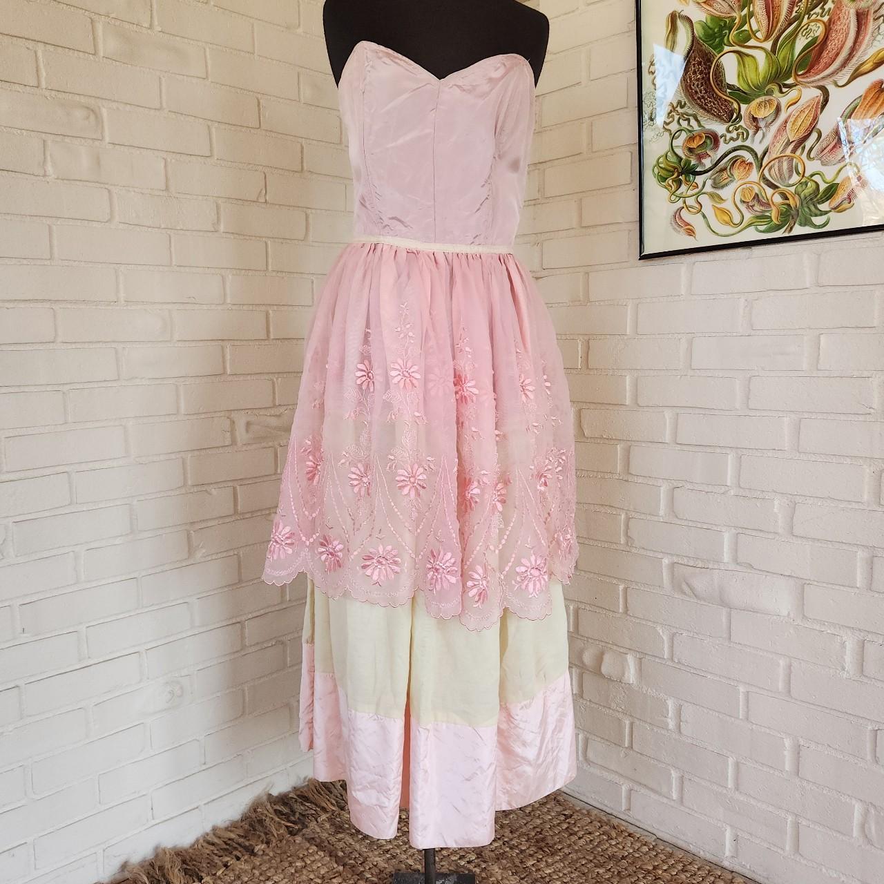 Vtg 80s handmade pink prom formal dance dress. Depop